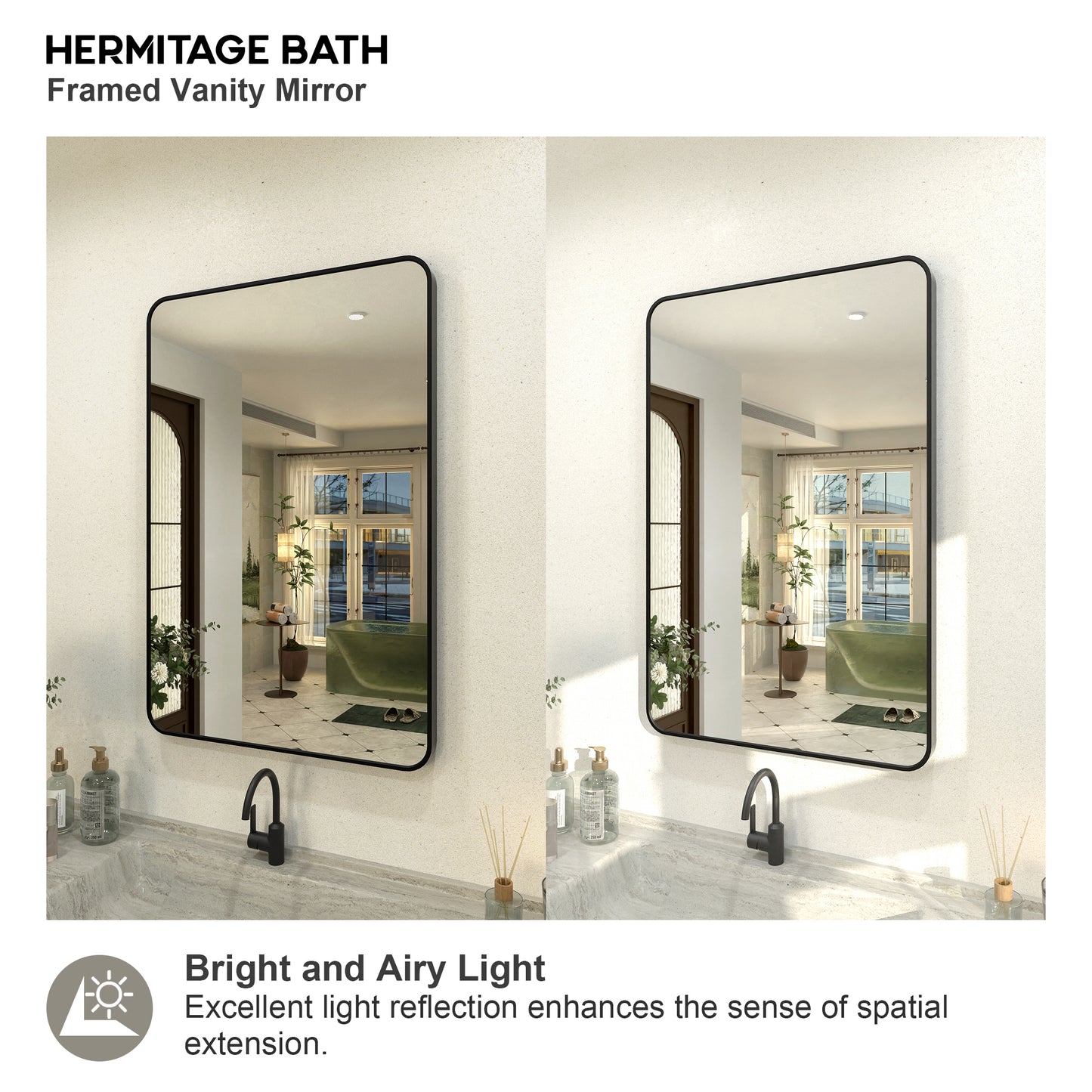 Zyphi 24 in. W x 36 in. H Rectangular Framed Wall Bathroom Vanity Mirror in Gun Grey