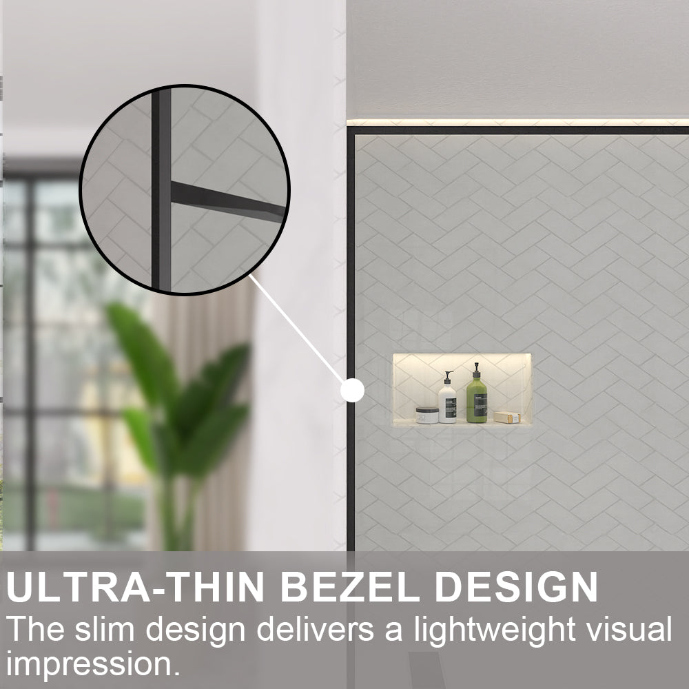 Nyssa 34 in. W x 72 in. H Framed Fixed Shower Screen Door in Matte Black with 5/16 in. (8mm) Tempered Glass