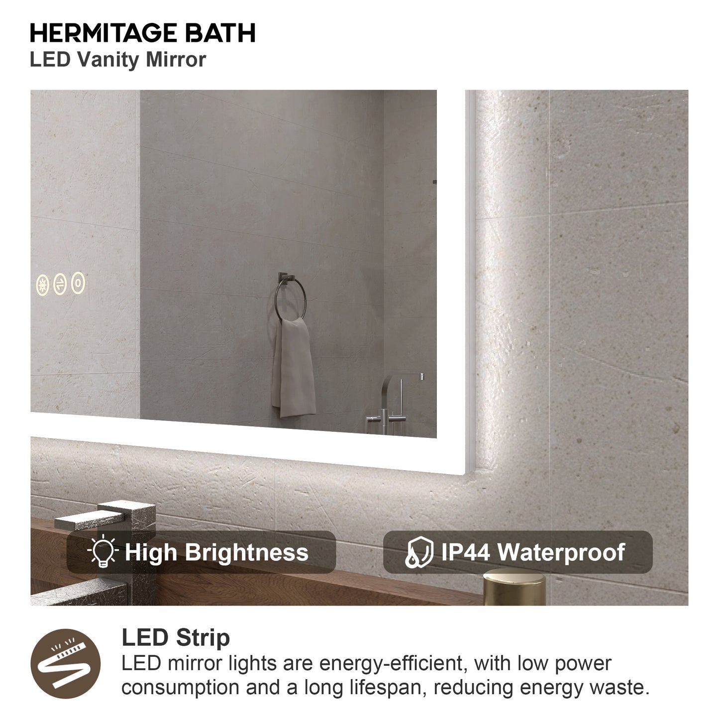 Musci 22 in. W x 30 in. H Rectangular Frameless LED Wall Bathroom Vanity Mirror