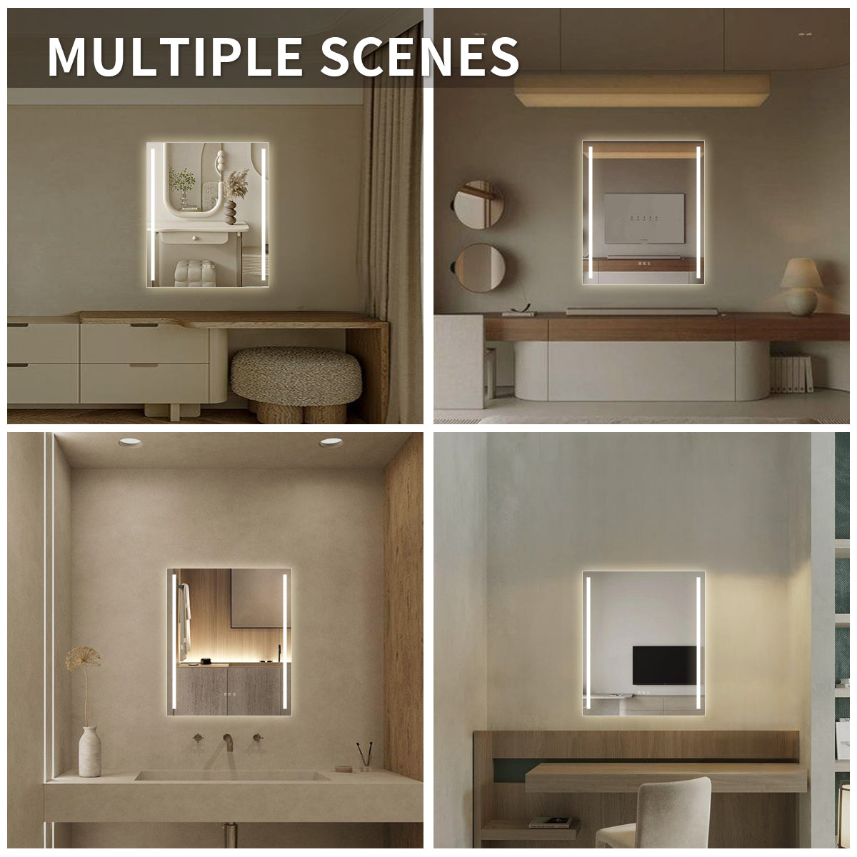 Niveal LMI02 Series Rectangular Frameless LED Wall Bathroom Vanity Mirror