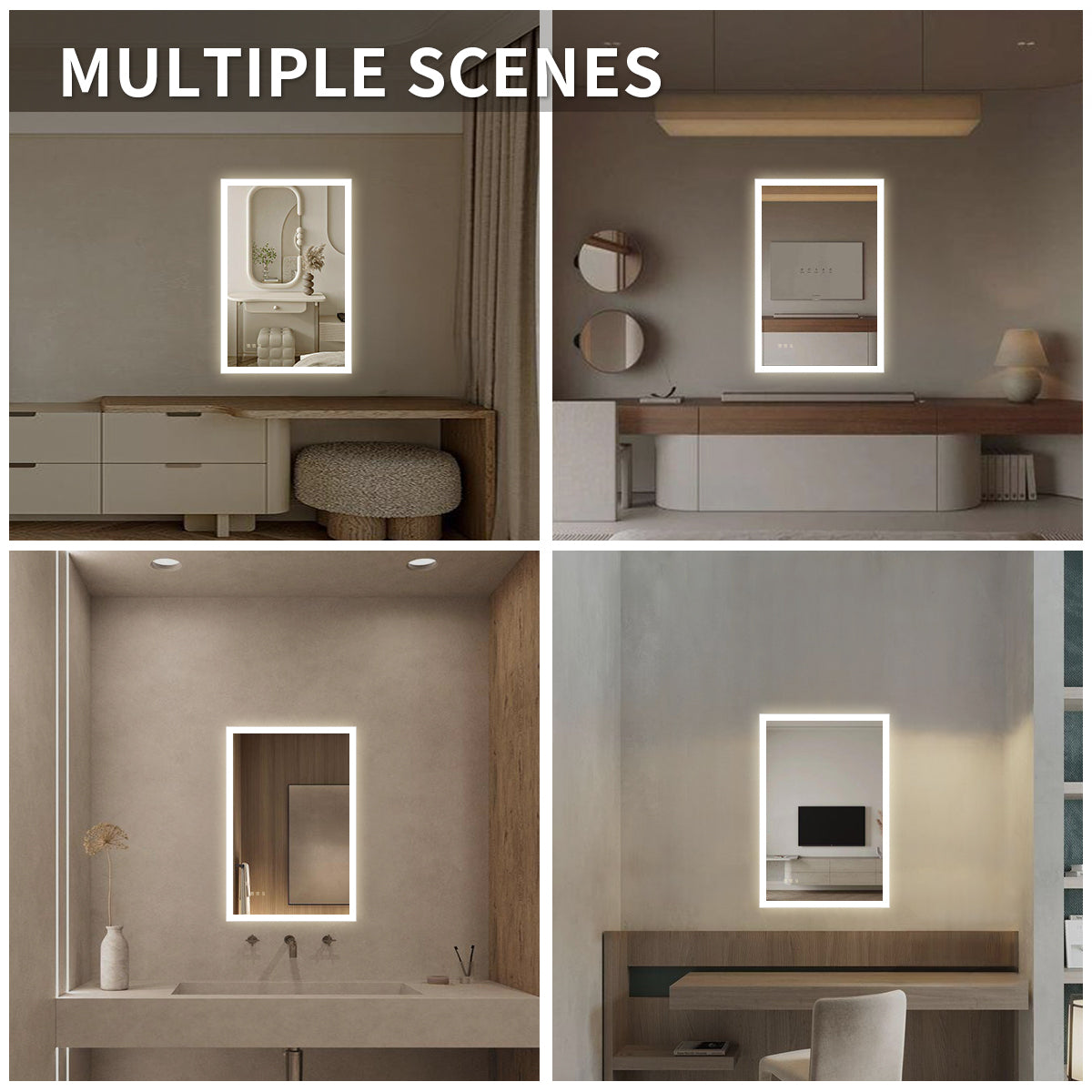 Niveal LMO Series Rectangular Frameless LED Wall Bathroom Vanity Mirror