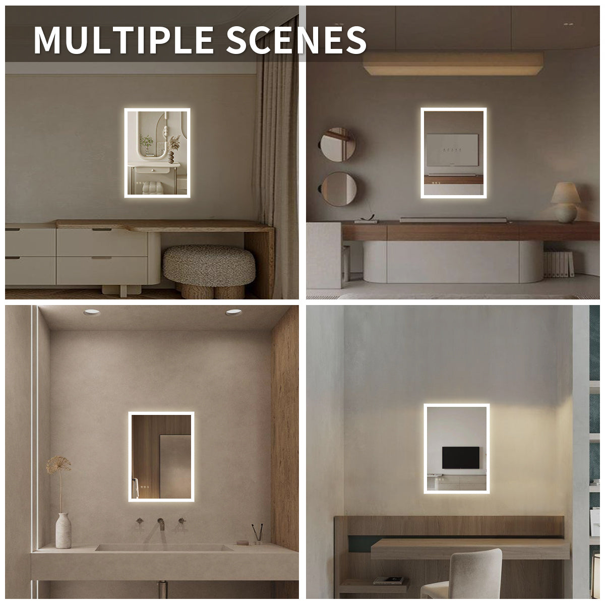 Niveal LMO Series Rectangular Frameless LED Wall Bathroom Vanity Mirror
