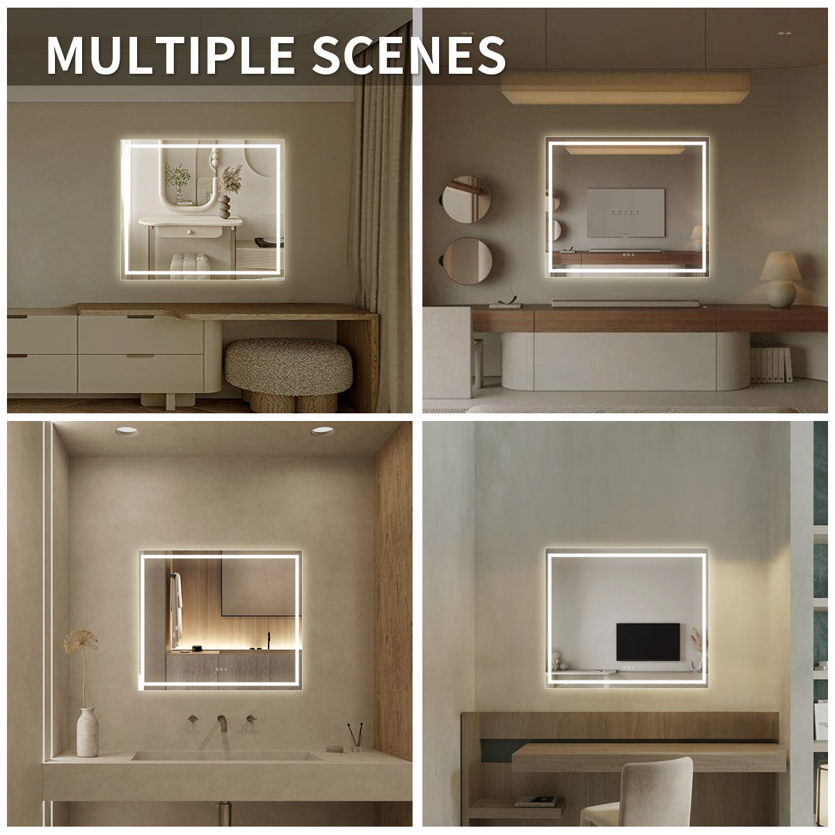Niveal LMI Series Rectangular Frameless LED Wall Bathroom Vanity Mirror