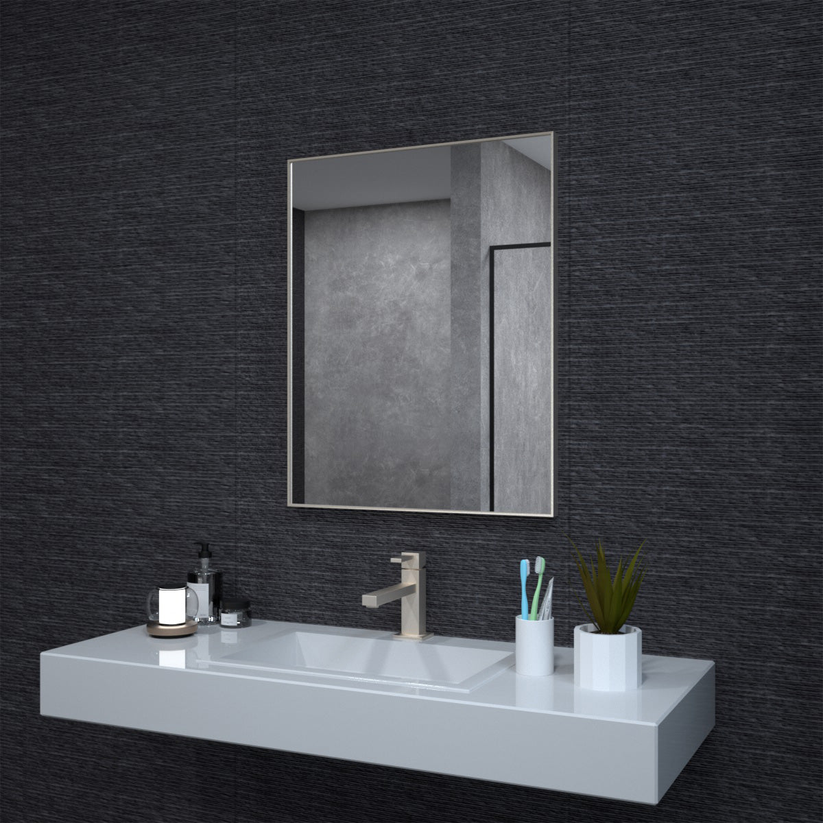 Niveal SE Series Aura Rectangular Framed Wall Bathroom Vanity Mirror