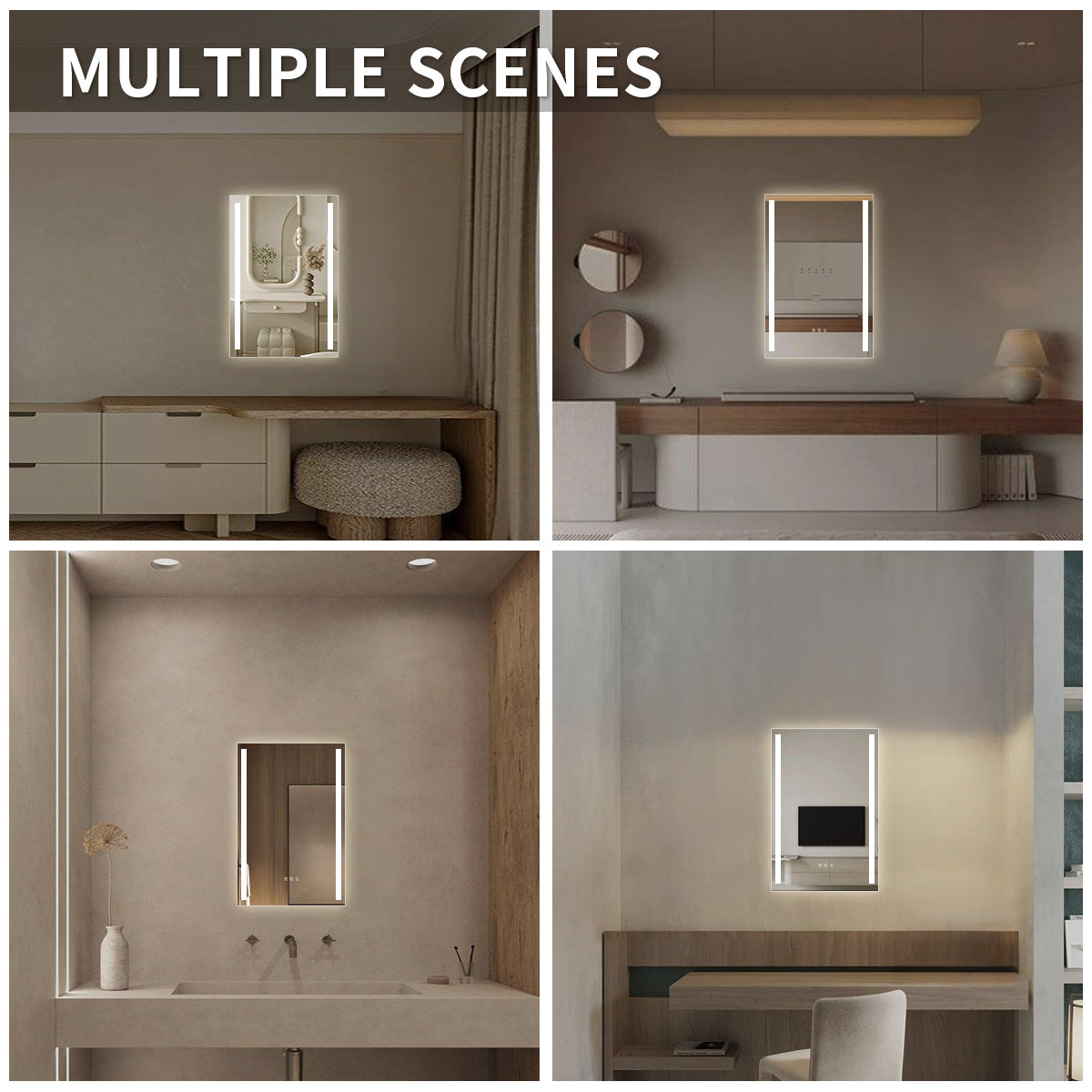 Niveal LMI02 Series Rectangular Frameless LED Wall Bathroom Vanity Mirror