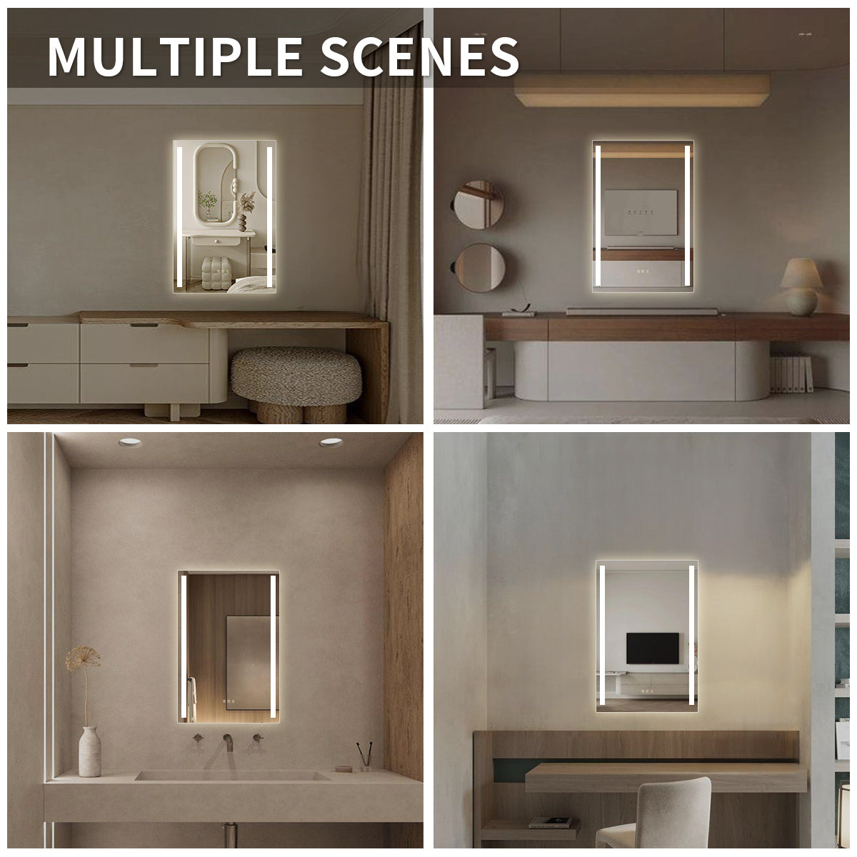 Niveal LMI02 Series Rectangular Frameless LED Wall Bathroom Vanity Mirror