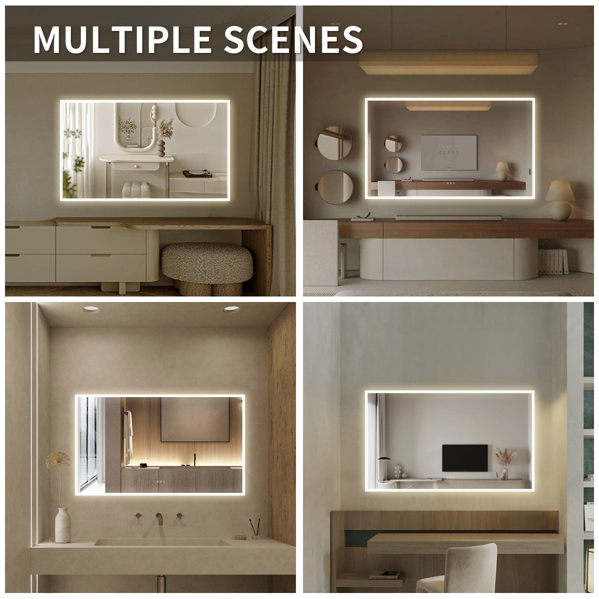 Niveal LMO Series Rectangular Frameless LED Wall Bathroom Vanity Mirror