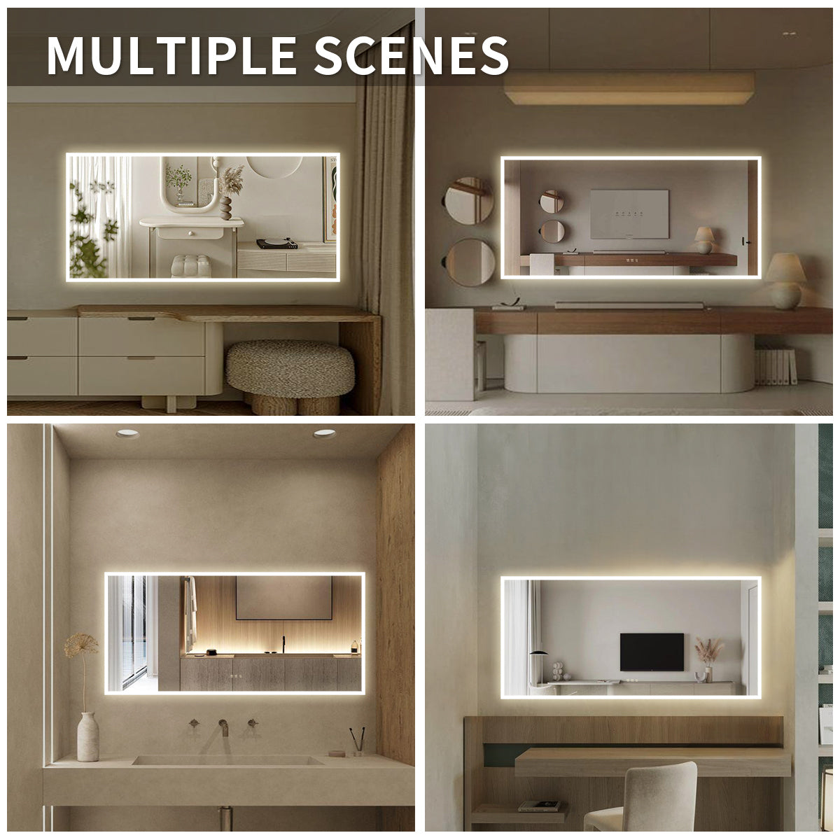 Niveal LMO Series Rectangular Frameless LED Wall Bathroom Vanity Mirror