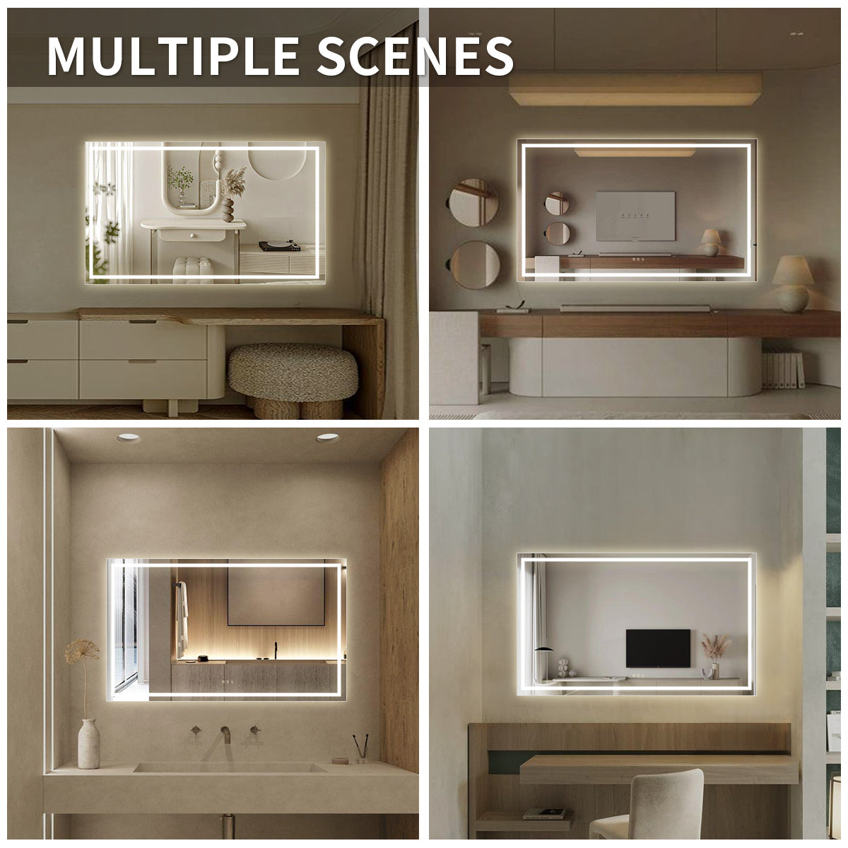 Niveal LMI Series Rectangular Frameless LED Wall Bathroom Vanity Mirror
