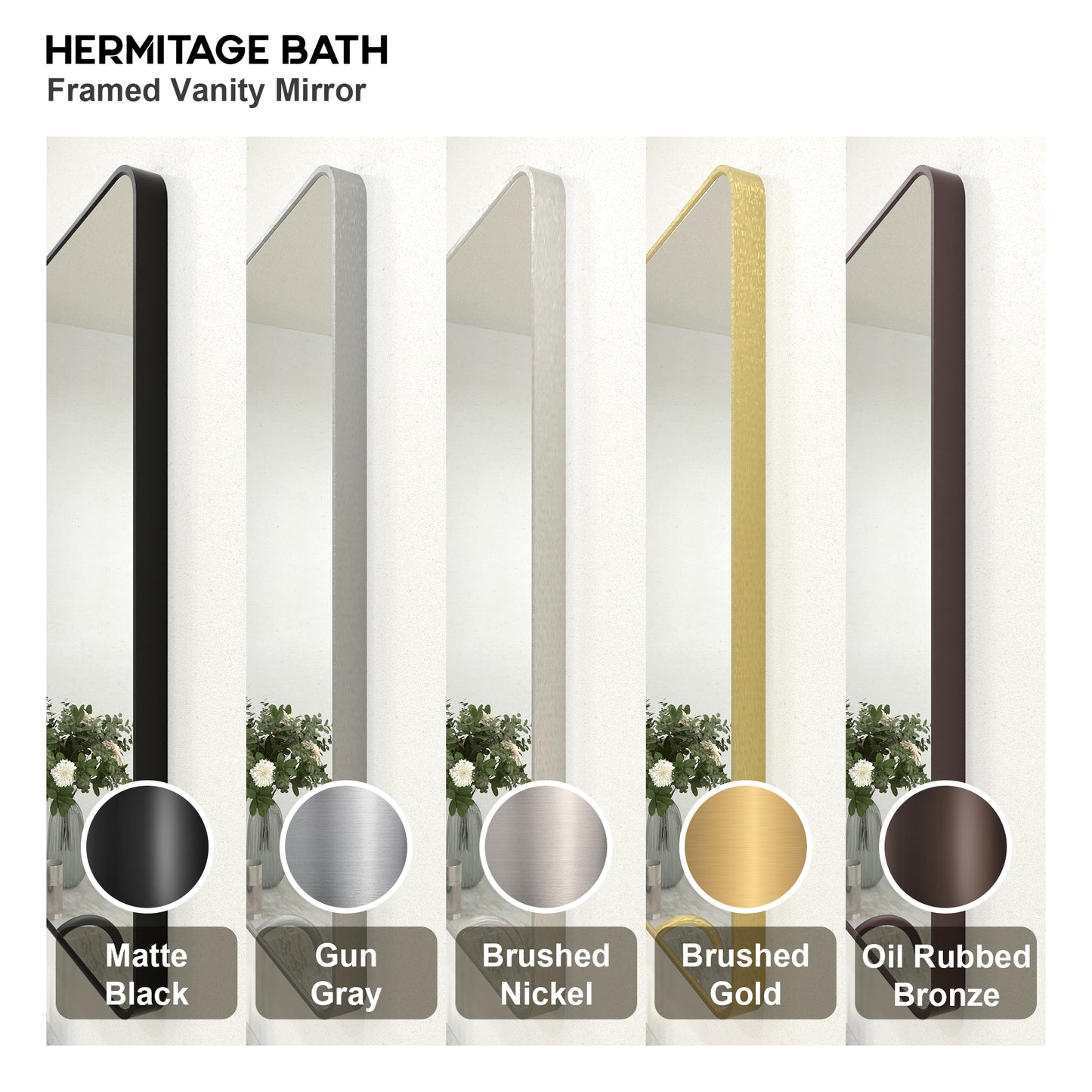 Zyphi 24 in. W x 36 in. H Rectangular Framed Wall Bathroom Vanity Mirror in Gun Grey