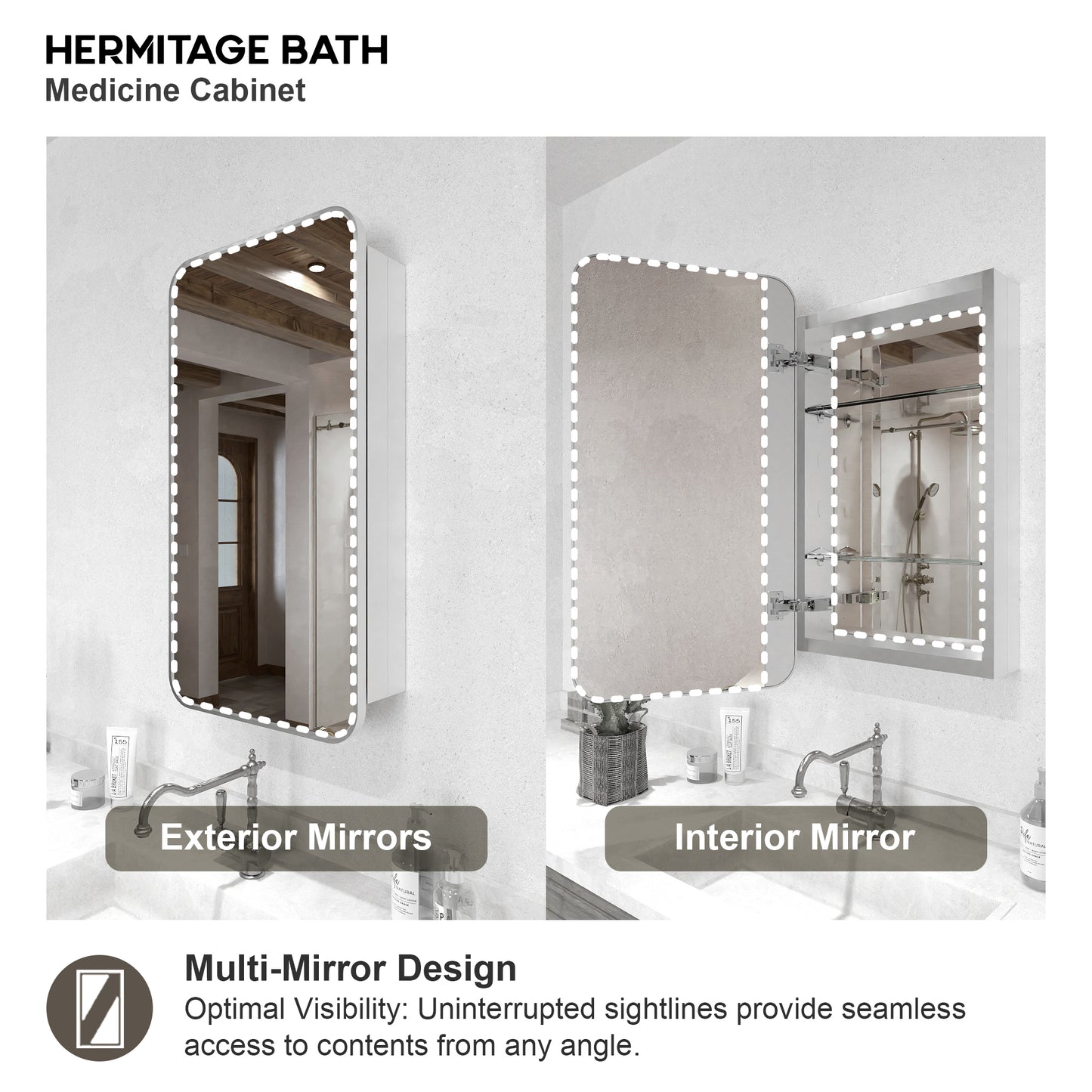 15 in. W. x 24 in. H Rectangular Framed Recessed/Surface Mount Medicine Cabinet with Mirror in Brushed Nickel