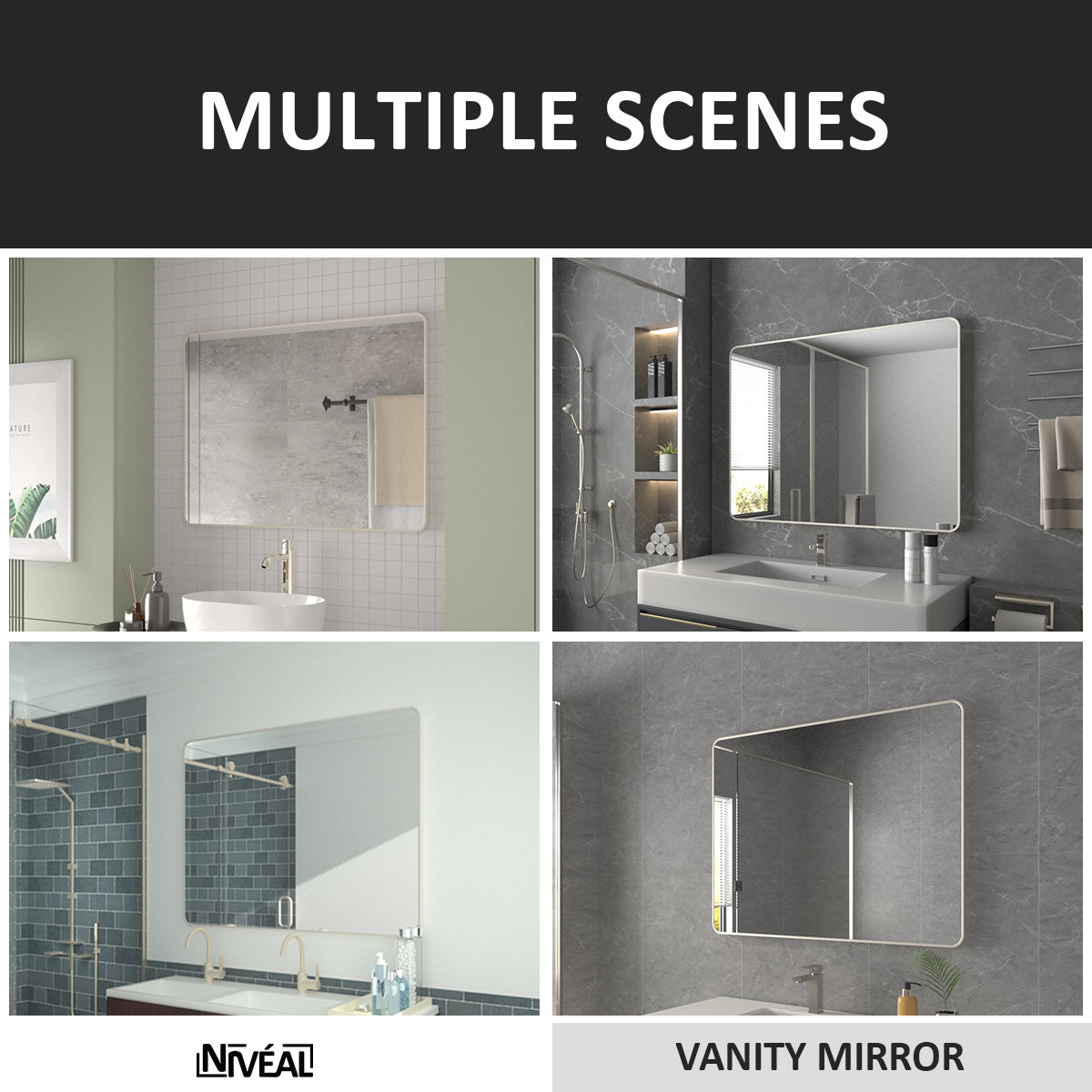 Niveal SM Series Rectangular Framed Wall Bathroom Vanity Mirror