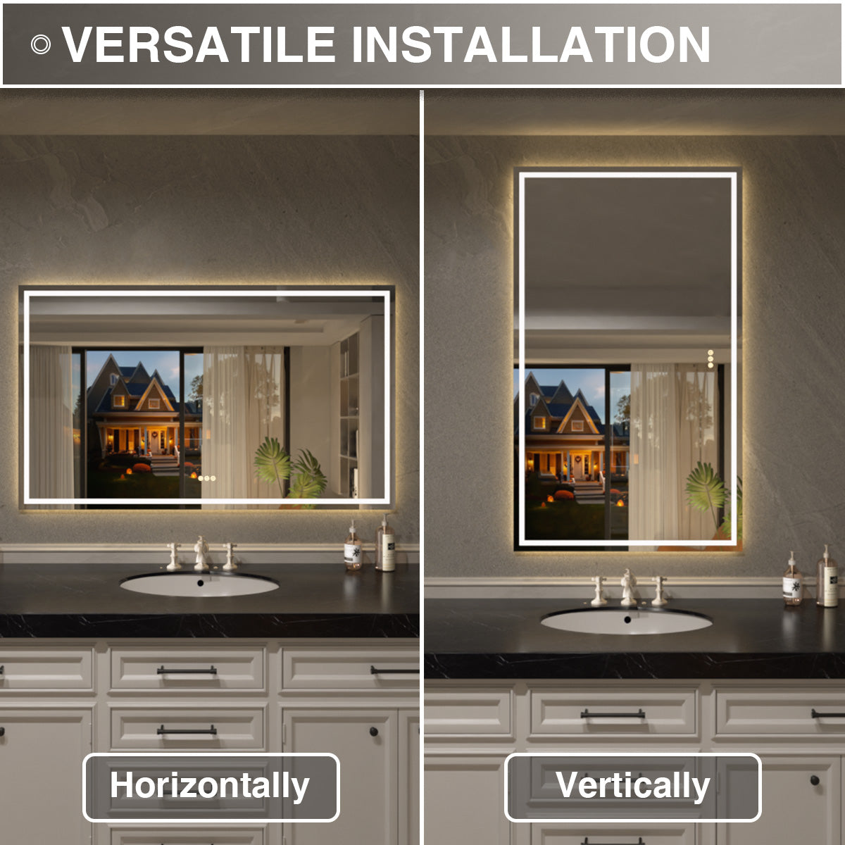 Luma Rectangular Frameless Anti-Fog LED Light Dimmable Wall Bathroom Vanity Mirror in Polished Crystal