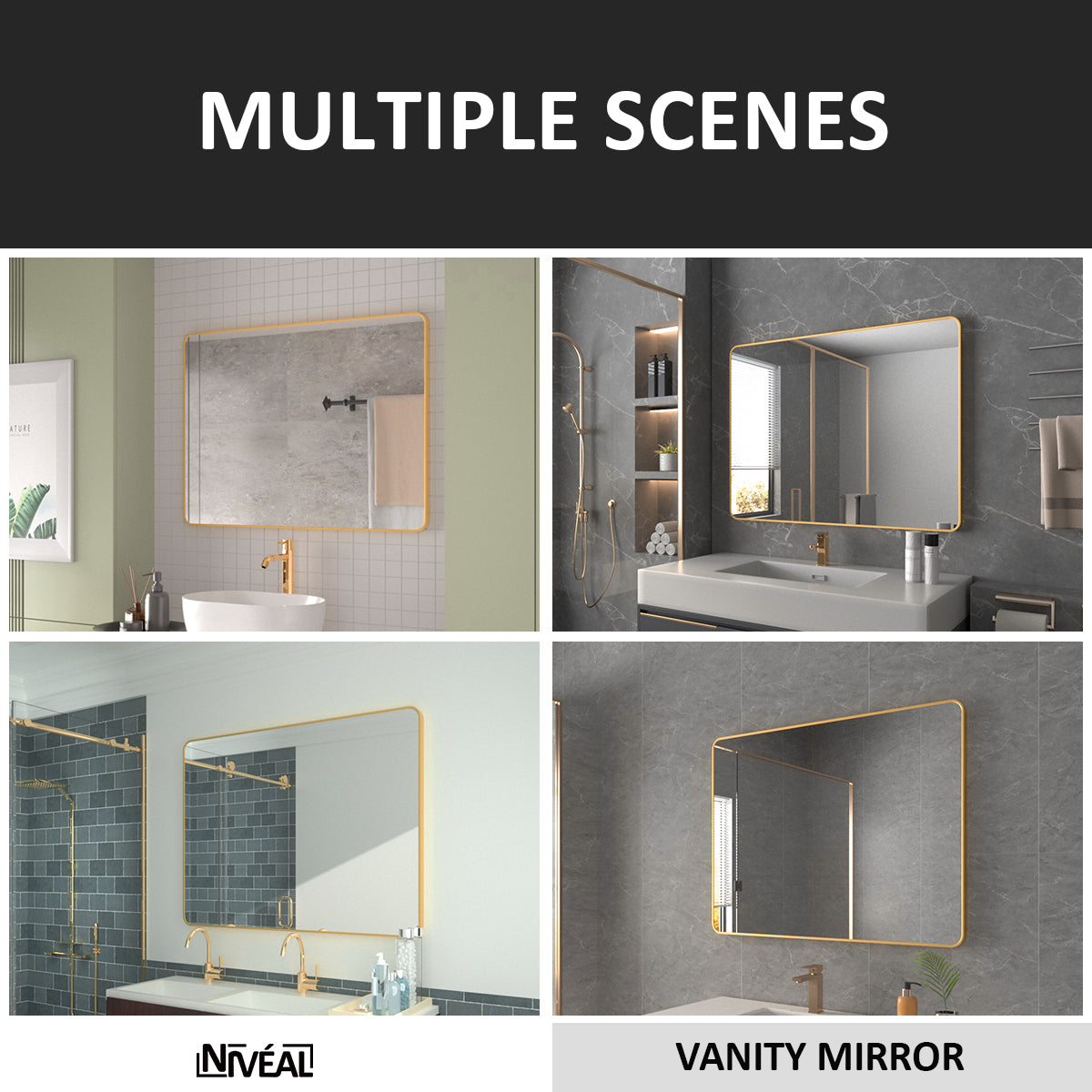 Niveal SM Series Rectangular Framed Wall Bathroom Vanity Mirror