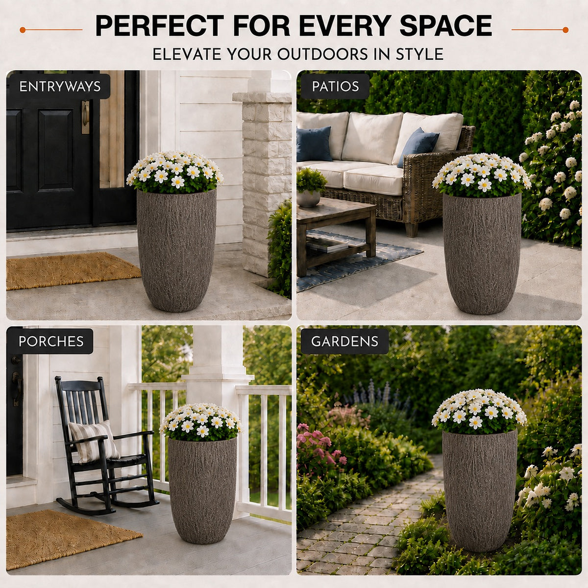 Solis 27 in. Outdoor Tall Magnesium Oxide Planter Wood