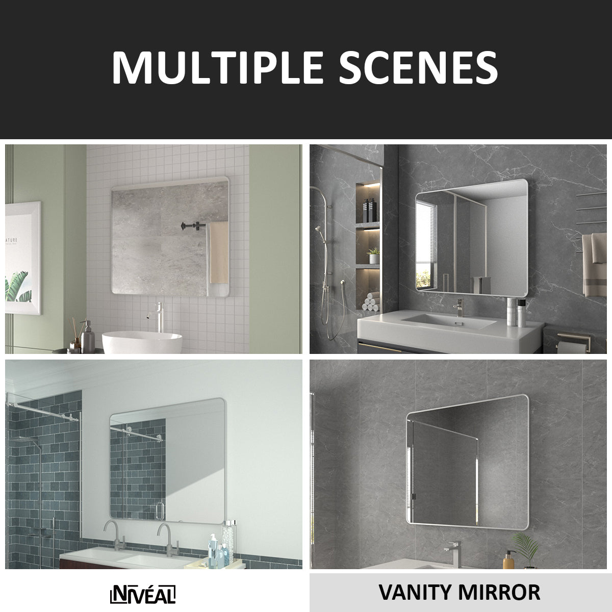 Niveal SM Series Rectangular Framed Wall Bathroom Vanity Mirror