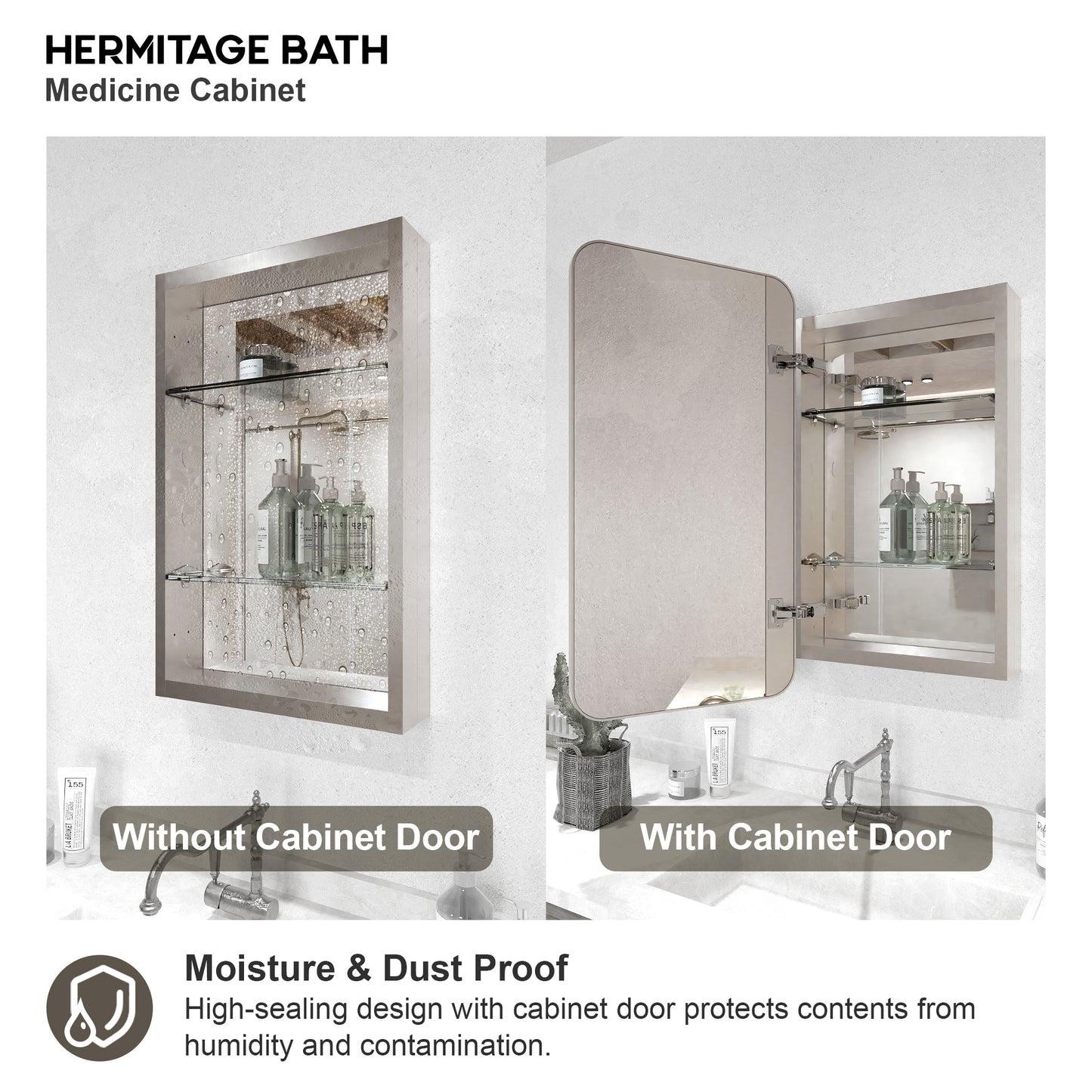 15 in. W. x 24 in. H Rectangular Framed Recessed/Surface Mount Medicine Cabinet with Mirror in Brushed Nickel