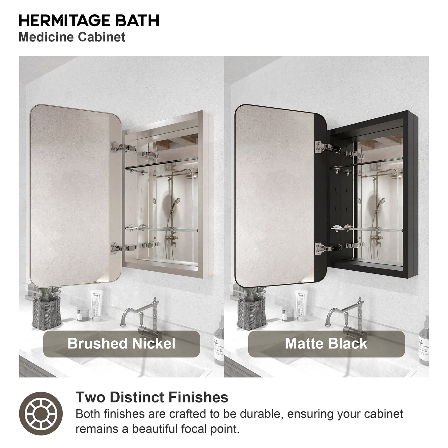 15 in. W. x 24 in. H Rectangular Framed Recessed/Surface Mount Medicine Cabinet with Mirror in Brushed Nickel