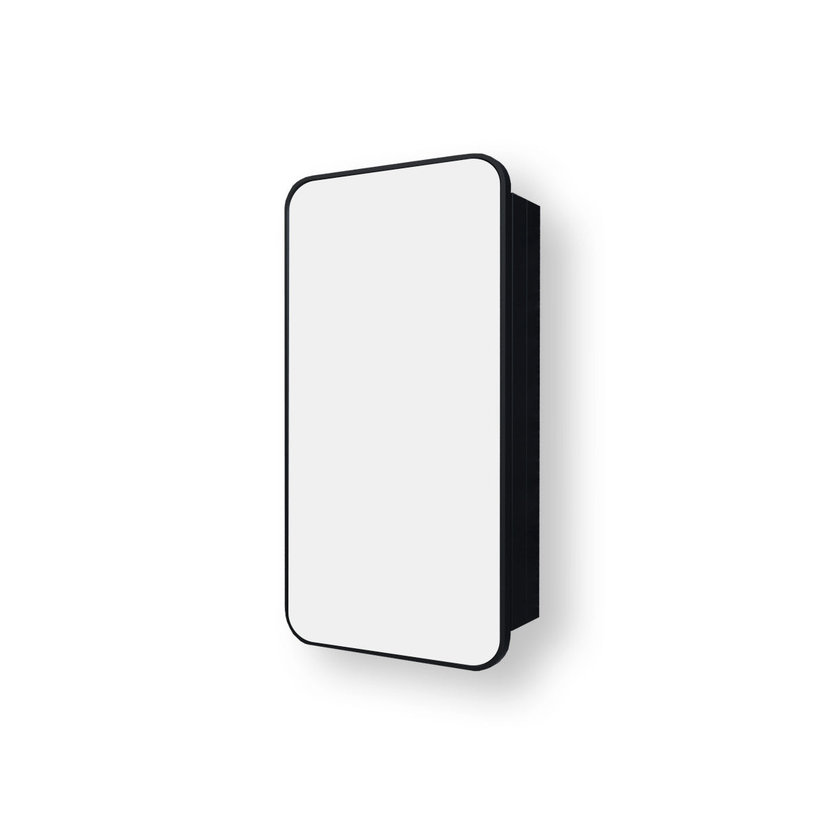 Rectangular Framed Recessed/Surface Mount Medicine Cabinet with Mirror in Matte Black