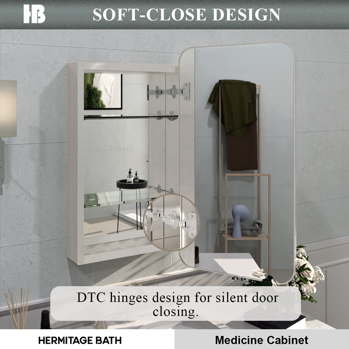 Rectangular Framed Recessed/Surface Mount Medicine Cabinet with Mirror in Brushed Nickel
