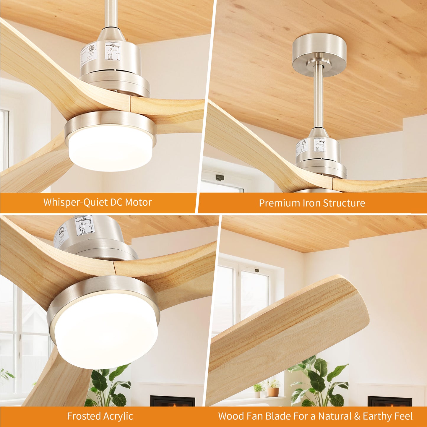 Taimei Nimis 52 in. Downrod Standard Ceiling Fan with Integrated LED with Remote Included DC Motor 15_fcc7ac83-5e1a-4211-aff1-935c8a27b549