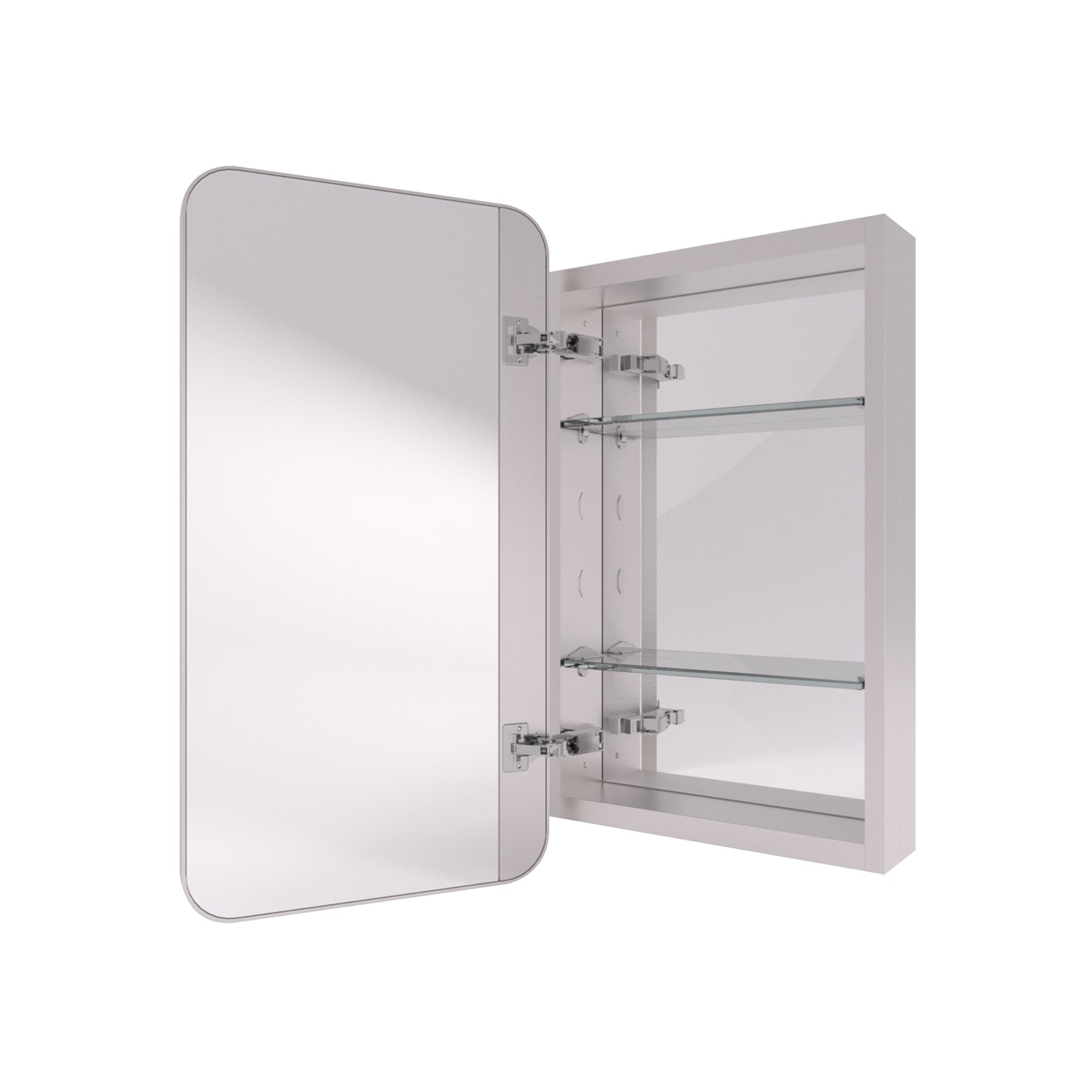 15 in. W. x 24 in. H Rectangular Framed Recessed/Surface Mount Medicine Cabinet with Mirror in Brushed Nickel