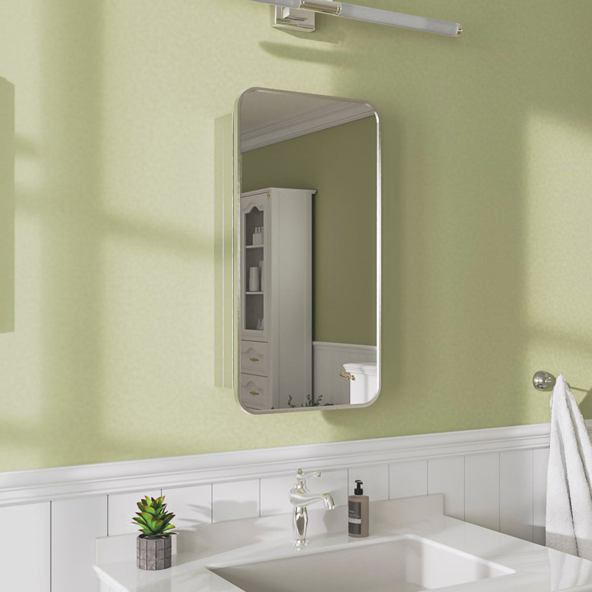 Niveal FMC Series Rectangular Aluminum Recessed/Surface Mount Framed Medicine Cabinet with Mirror