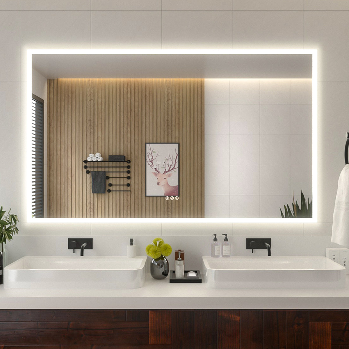 Niveal LMO Series Rectangular Frameless LED Wall Bathroom Vanity Mirror