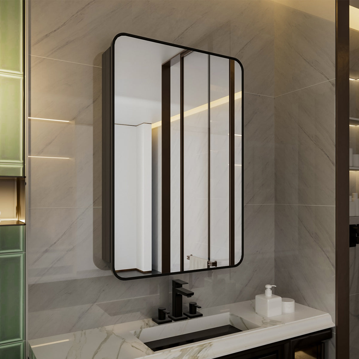 Niveal LUFM Series Rectangular Aluminum Framed Medicine Cabinet with Mirror