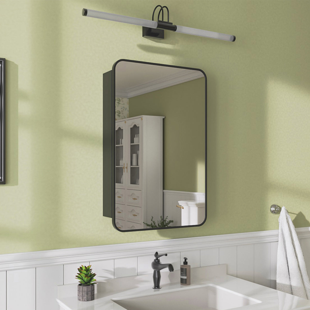 Niveal FMC Series Rectangular Aluminum Recessed/Surface Mount Framed Medicine Cabinet with Mirror