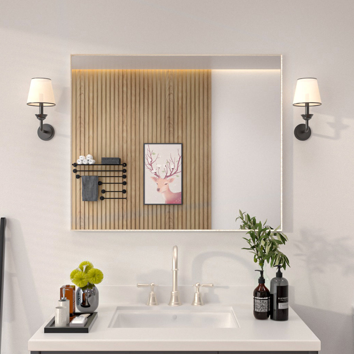 Niveal SE Series Aura Rectangular Framed Wall Bathroom Vanity Mirror