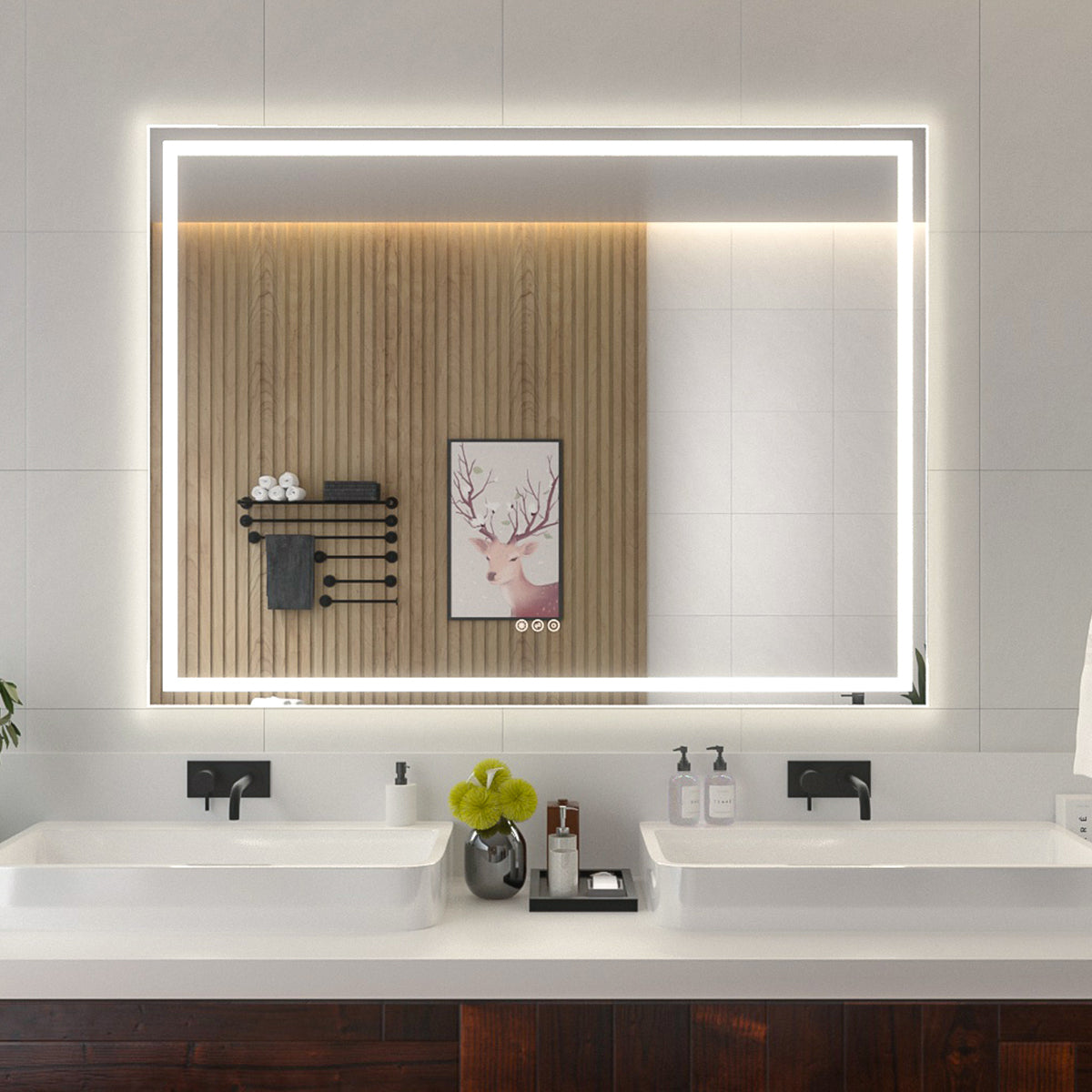 Niveal LMI Series Rectangular Frameless LED Wall Bathroom Vanity Mirror