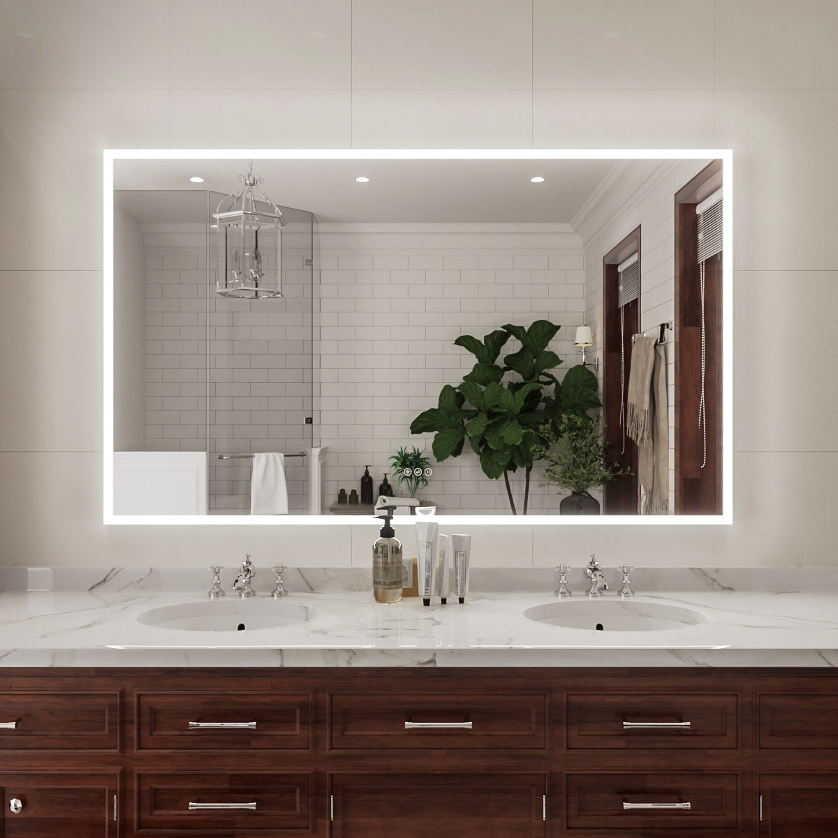 Niveal LMC Series Rectangular Frameless LED Wall Bathroom Vanity Mirror in Silver