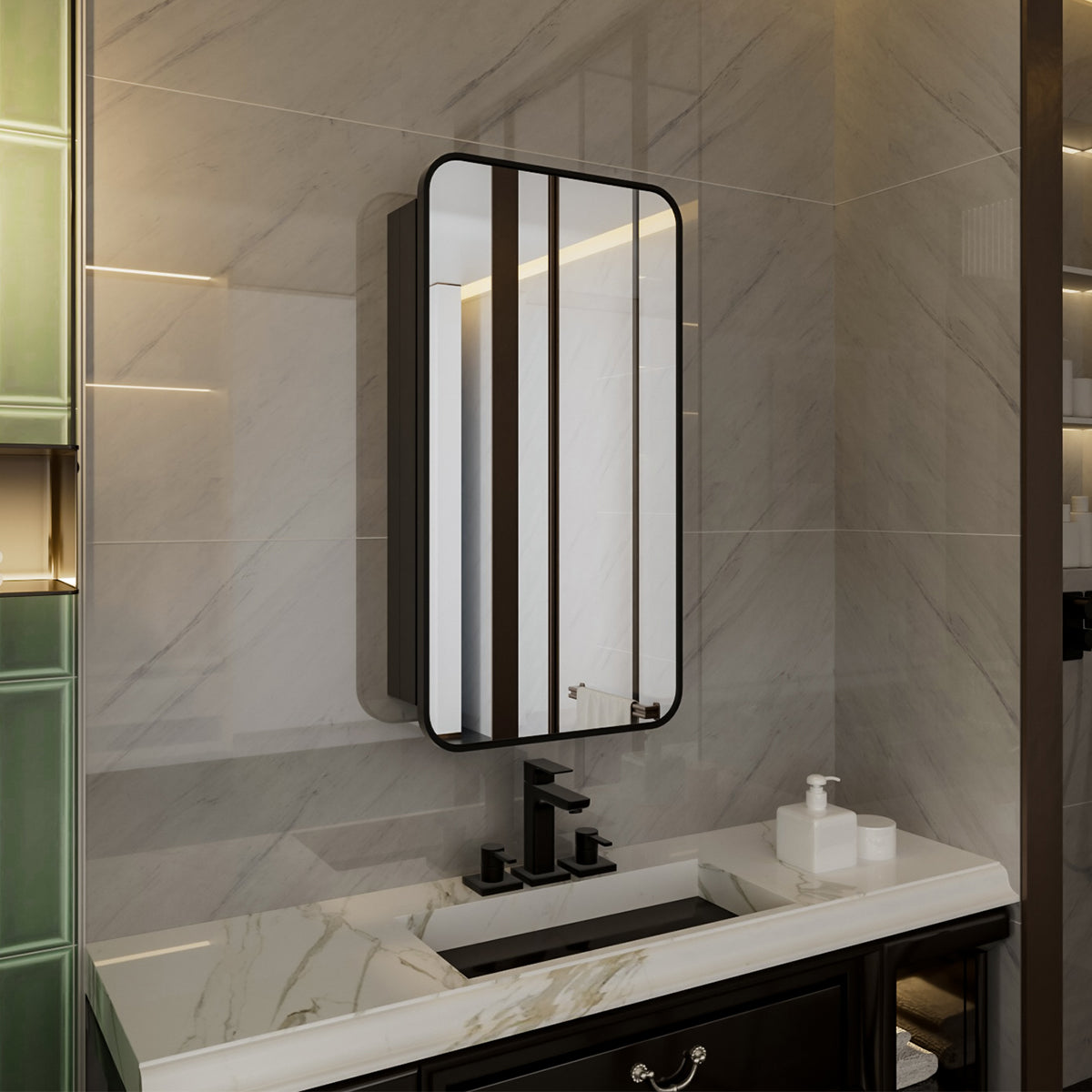 Niveal LUFM Series Rectangular Aluminum Framed Medicine Cabinet with Mirror