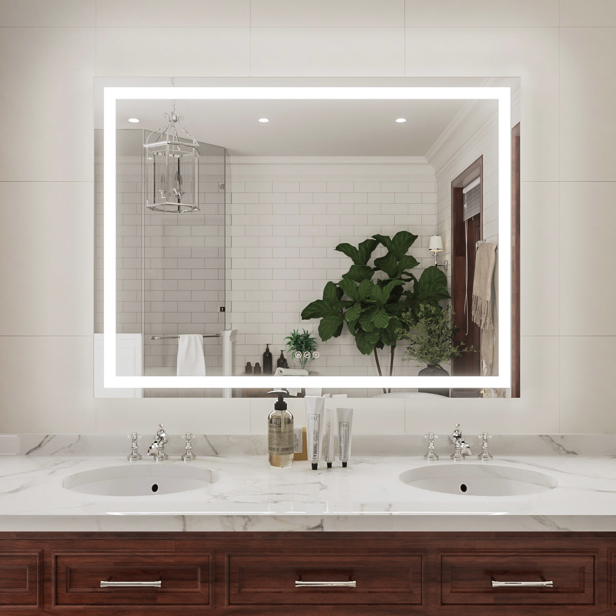 Niveal LMP Series Rectangular Frameless LED Wall Bathroom Vanity Mirror in Silver
