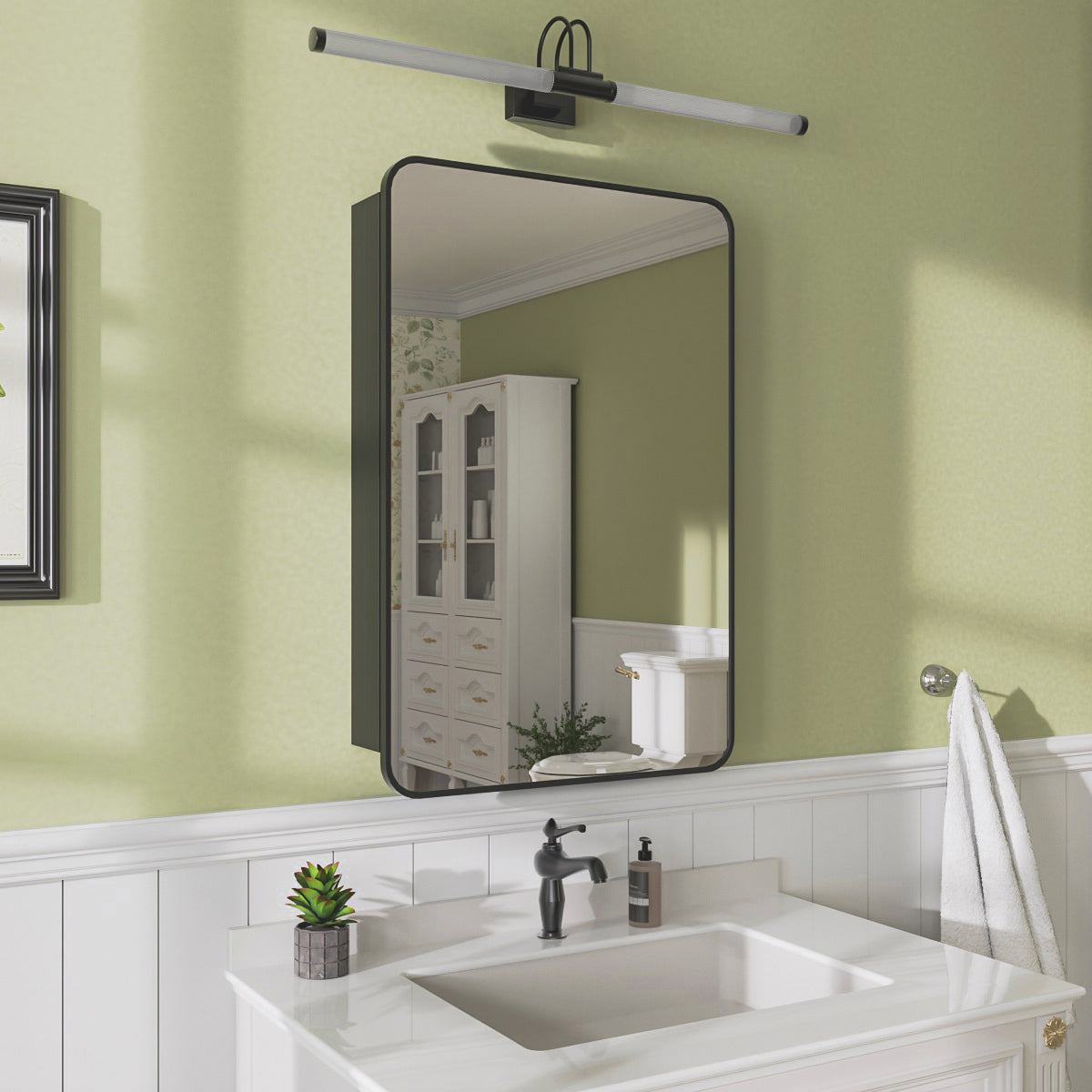 Niveal FMC Series Rectangular Aluminum Recessed/Surface Mount Framed Medicine Cabinet with Mirror