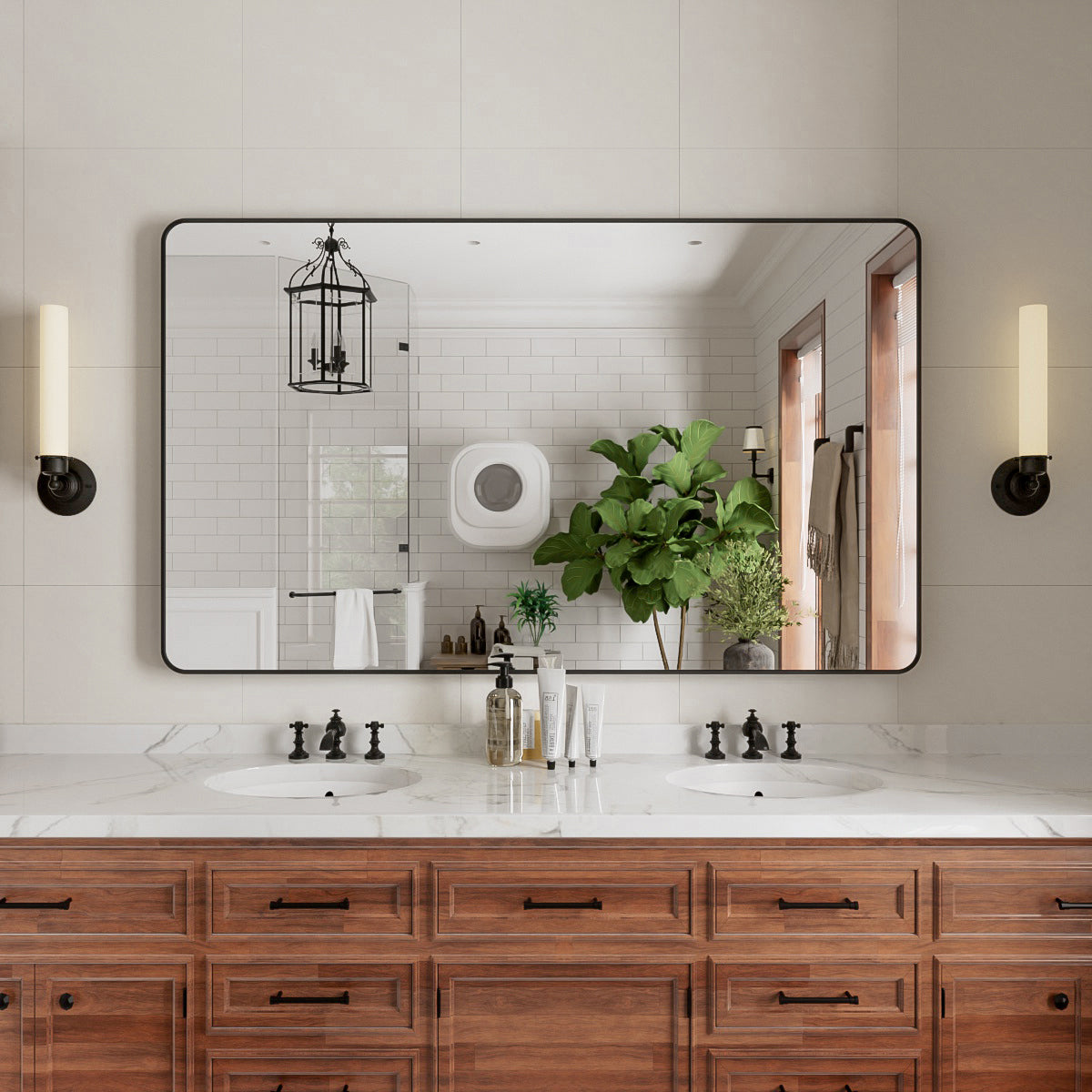 Niveal STRE Series Rectangular Framed Wall Bathroom Vanity Mirror