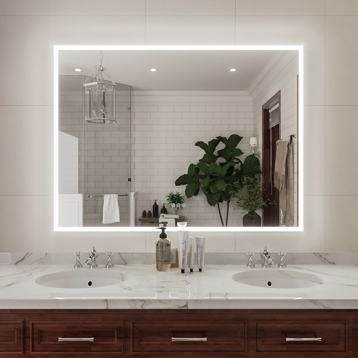 Niveal LMC Series Rectangular Frameless LED Wall Bathroom Vanity Mirror in Silver