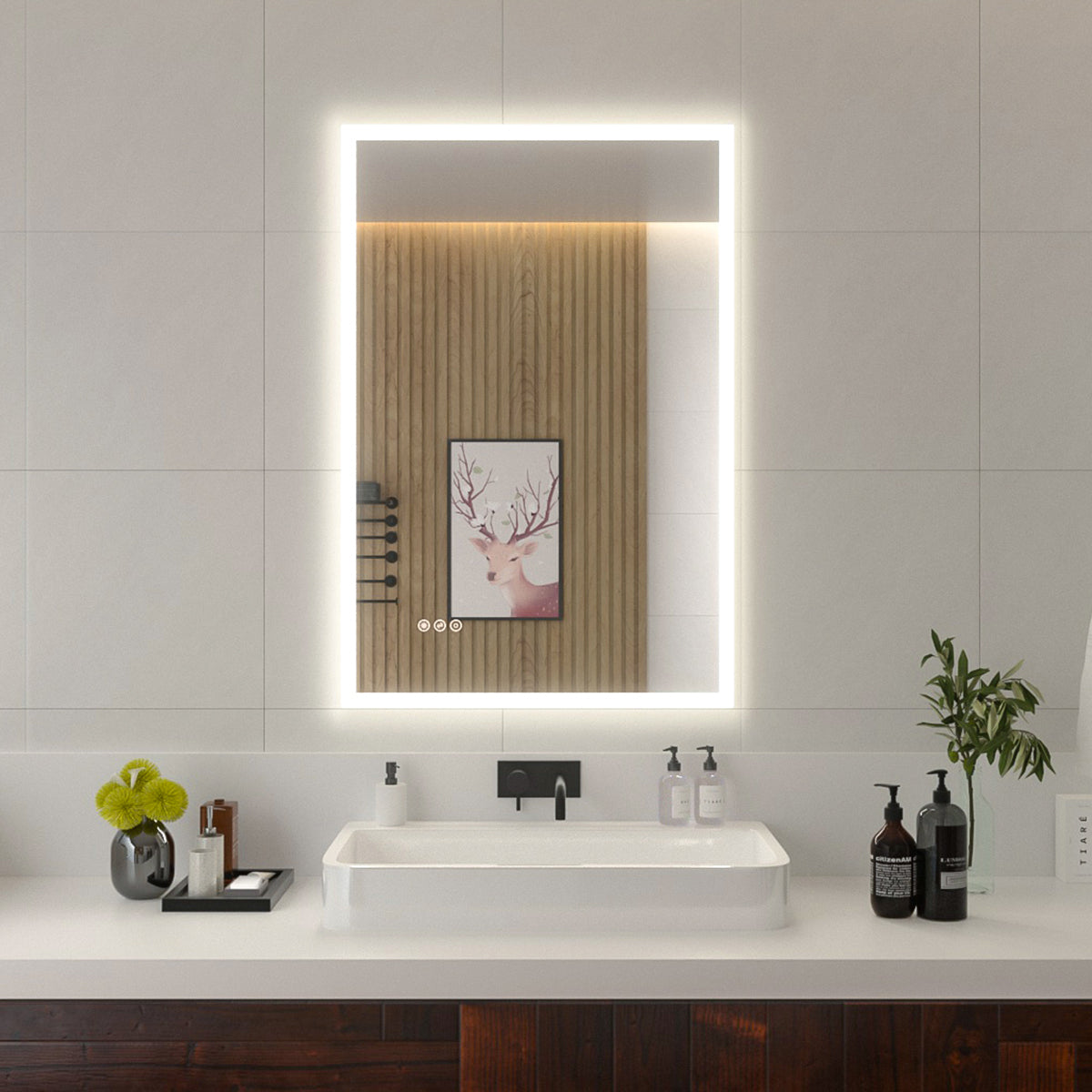 Niveal LMO Series Rectangular Frameless LED Wall Bathroom Vanity Mirror
