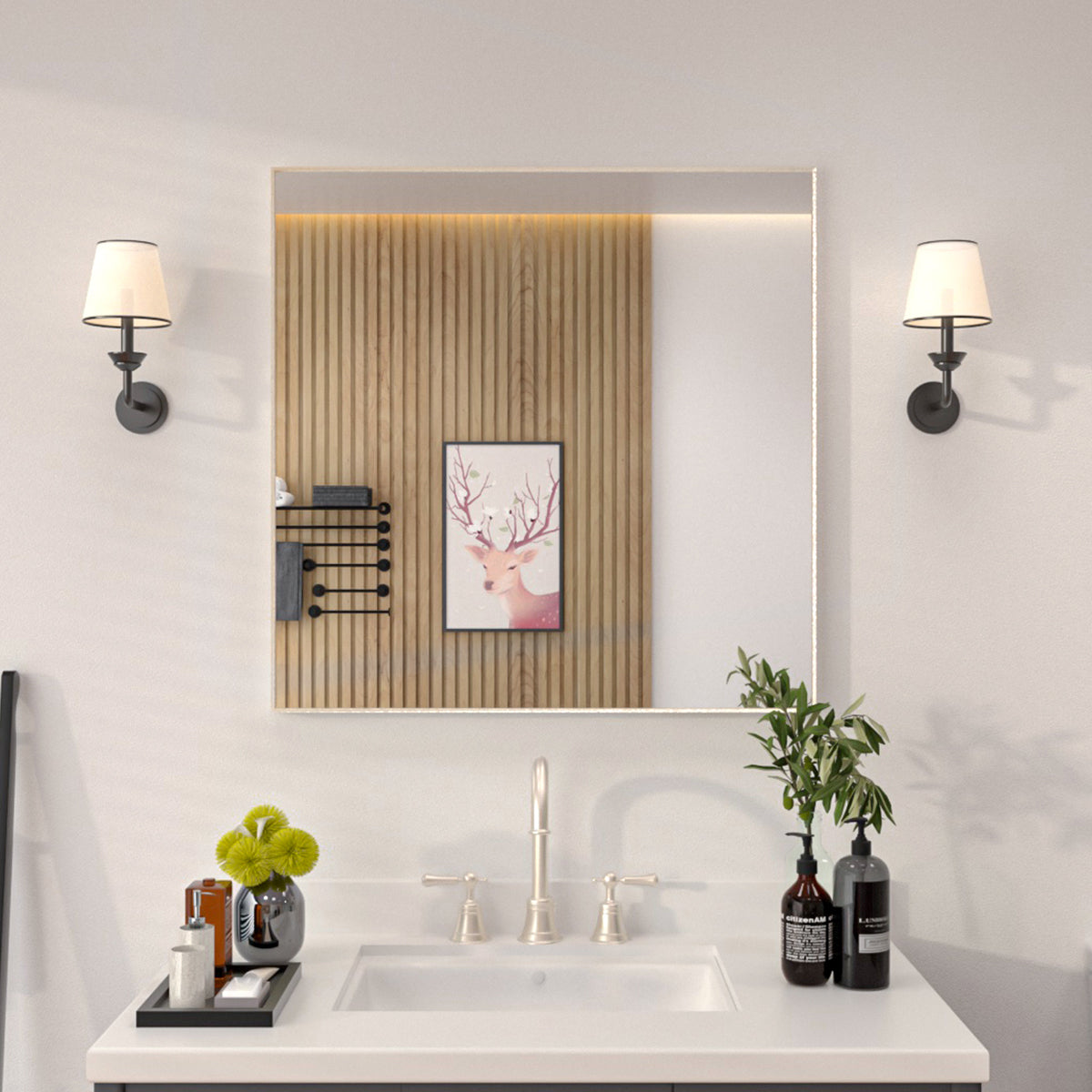 Niveal SE Series Aura Rectangular Framed Wall Bathroom Vanity Mirror