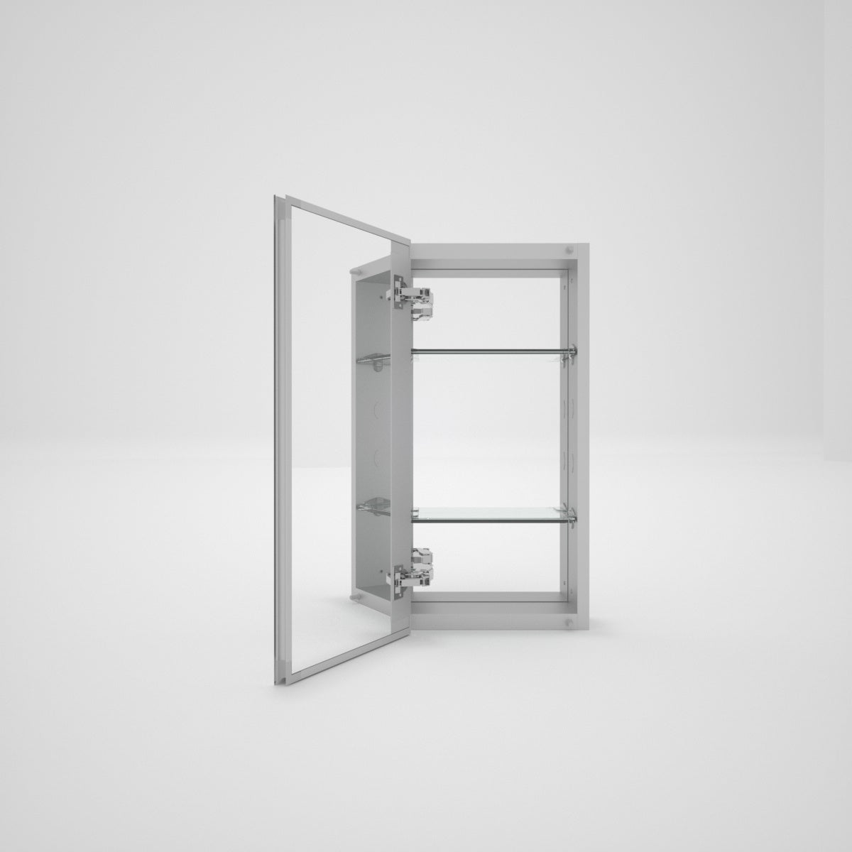 LuminaCare 12 in. W x 24 in. H Rectangular Aluminum Medicine Cabinet with Mirror Silver 1_944d6b55-c0ac-4de7-be83-2546853c7488