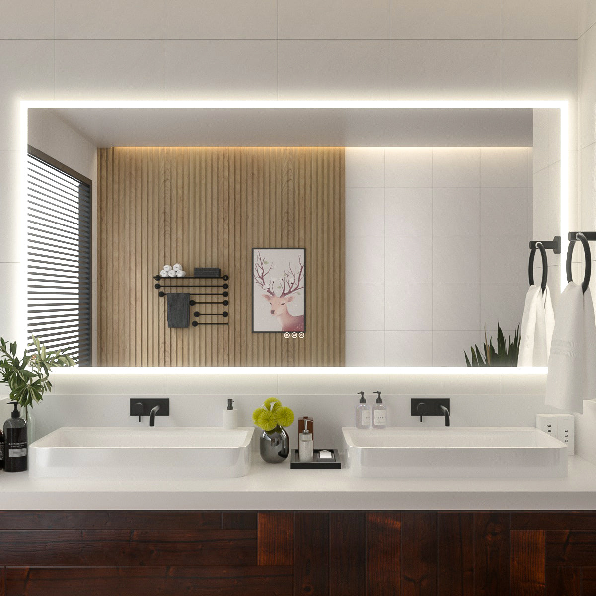 Niveal LMO Series Rectangular Frameless LED Wall Bathroom Vanity Mirror