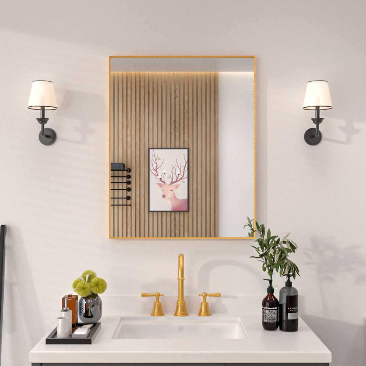 Niveal SE Series Aura Rectangular Framed Wall Bathroom Vanity Mirror