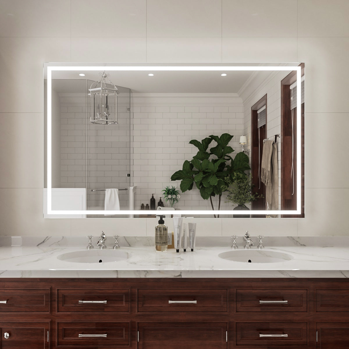 Niveal LMD Series Rectangular Frameless LED Wall Bathroom Vanity Mirror in Silver