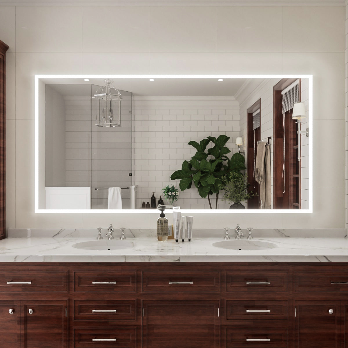 Niveal LMC Series Rectangular Frameless LED Wall Bathroom Vanity Mirror in Silver