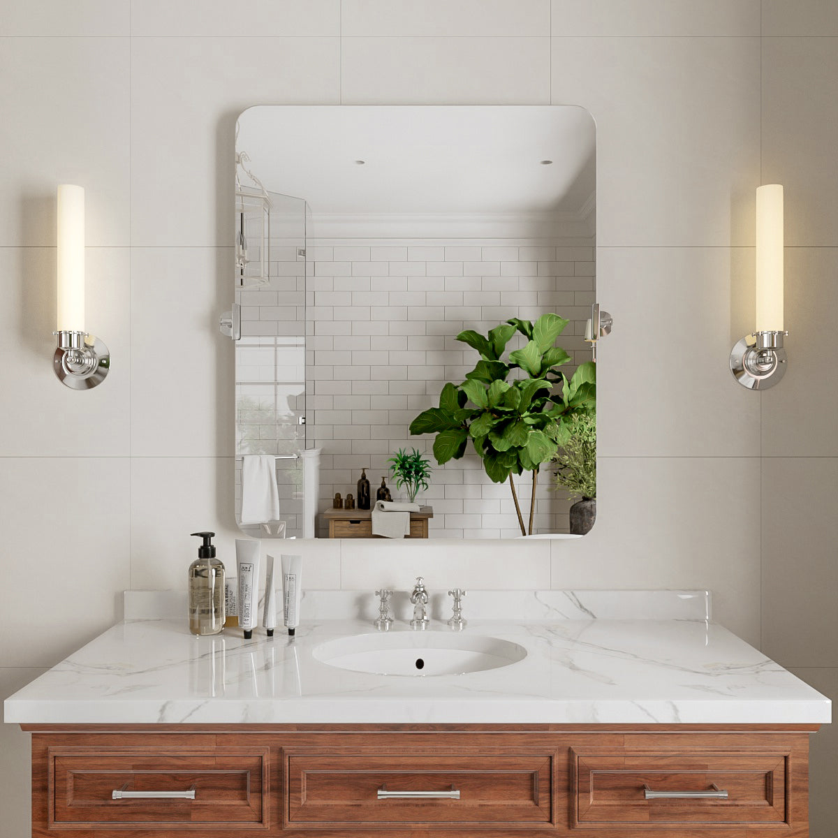Niveal CM Series Rectangular Framed Tilt Wall Mount Bathroom Vanity Mirror