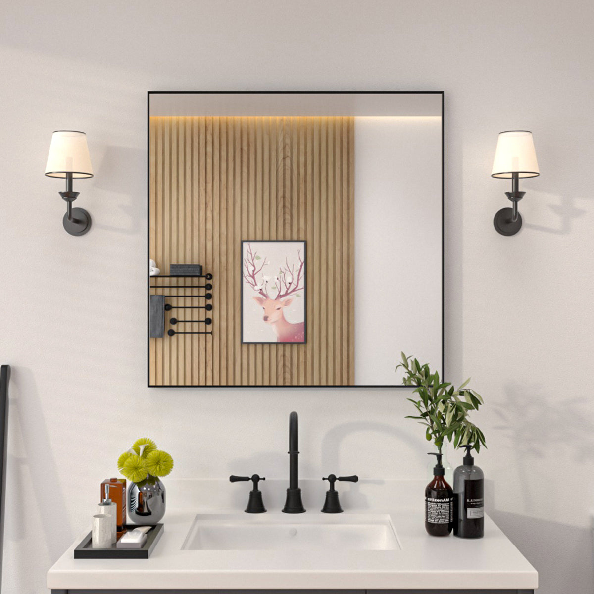 Niveal SE Series Aura Rectangular Framed Wall Bathroom Vanity Mirror