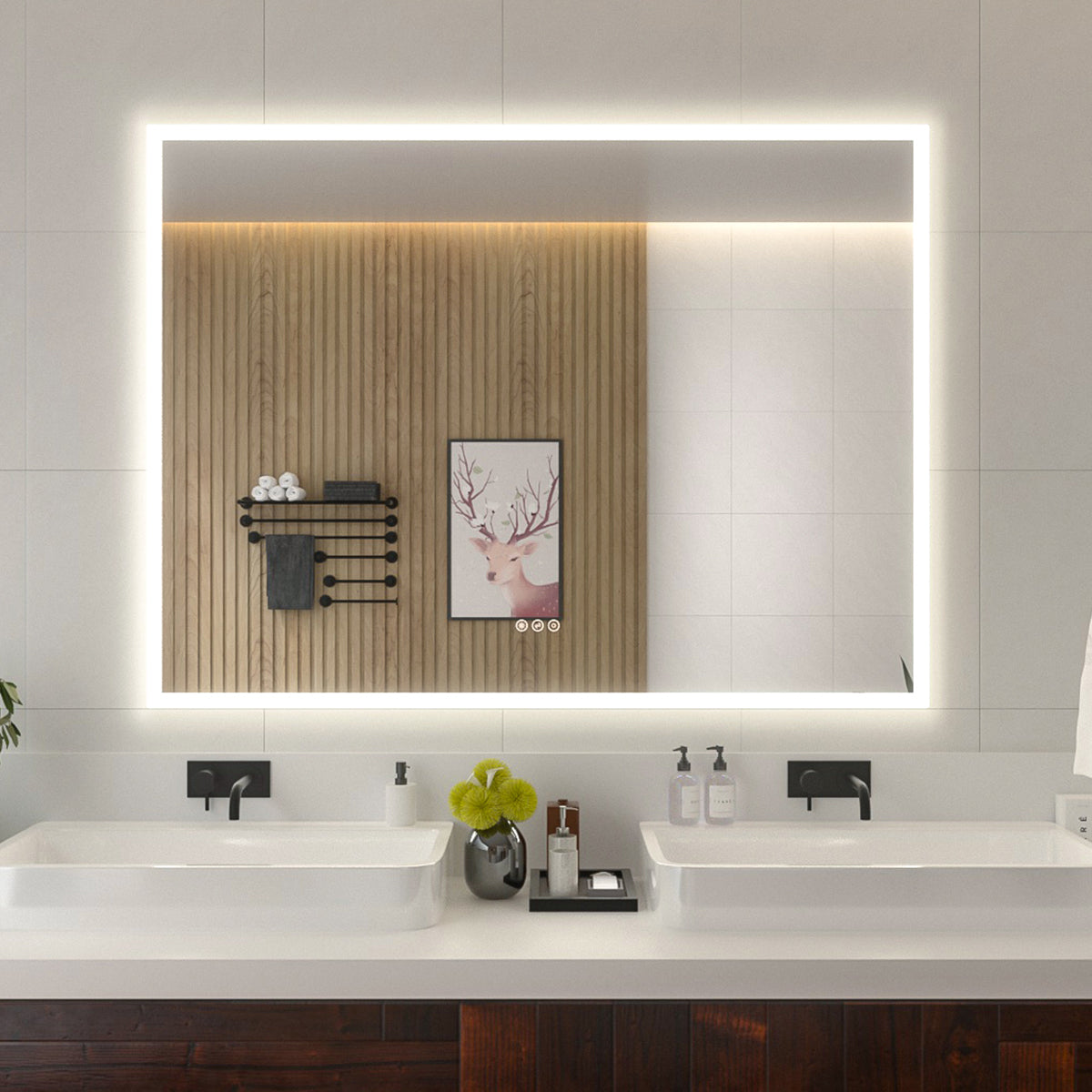 Niveal LMO Series Rectangular Frameless LED Wall Bathroom Vanity Mirror