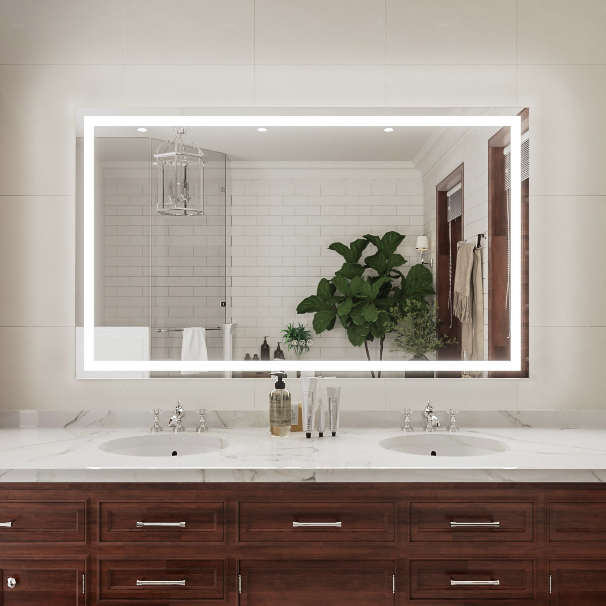 Niveal LMP Series Rectangular Frameless LED Wall Bathroom Vanity Mirror in Silver