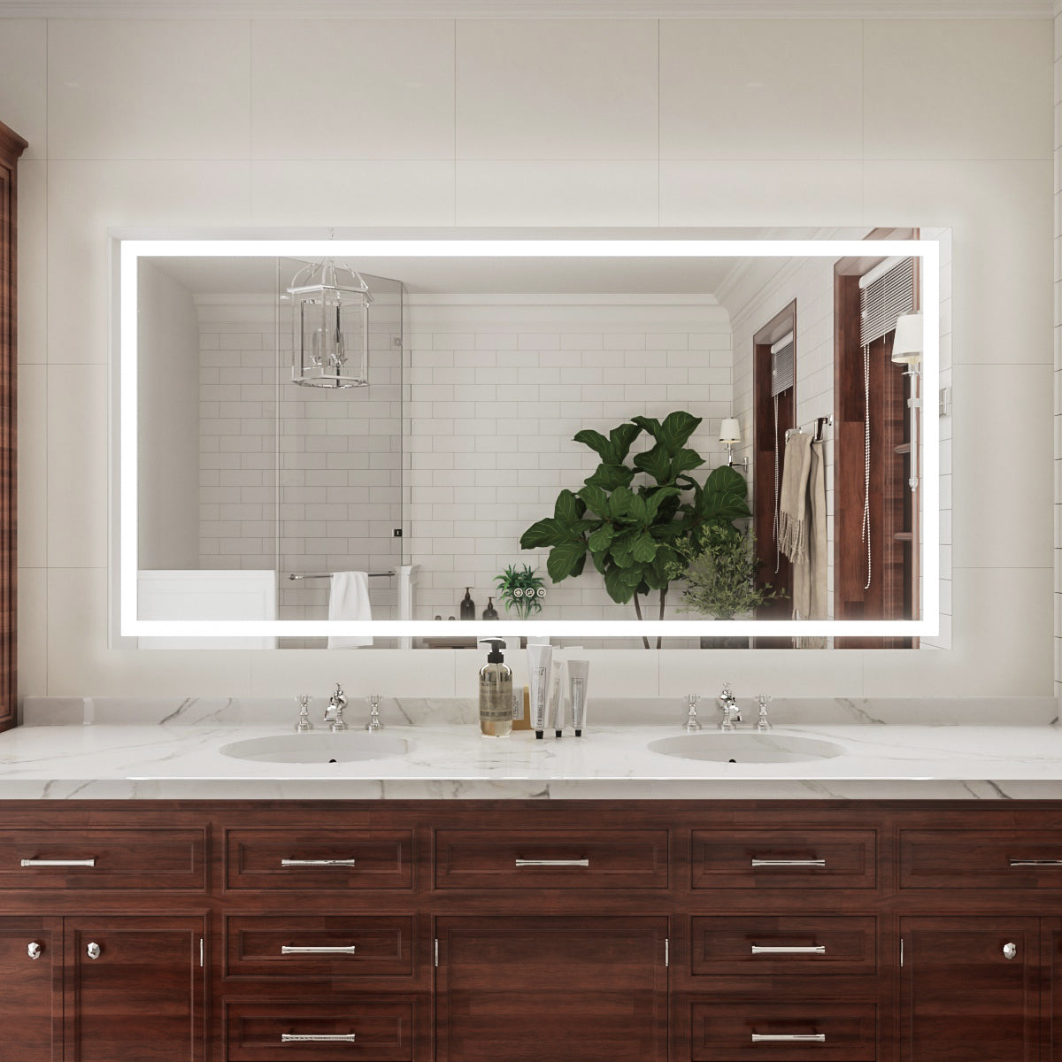 Niveal LMP Series Rectangular Frameless LED Wall Bathroom Vanity Mirror in Silver